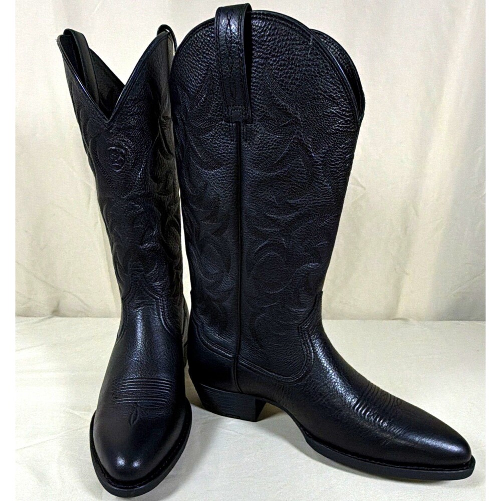 Ariat Mens Western Cowboy Heritage Boots Black Leather US 11.5D MPN 10002218 NIB